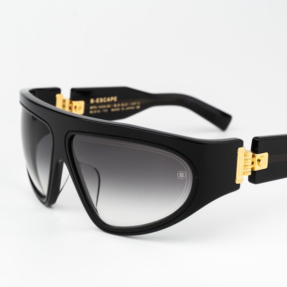 Balmain Women Sunglasses Titanium Black Gold Grey Gradient Wraparound B-ESCAPE - Picture 6 of 15